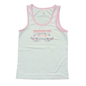 Vintage 90s Y2K Roxy Surf Heart Tropical Hibiscus Tribal Graphic Ringer Tank Top